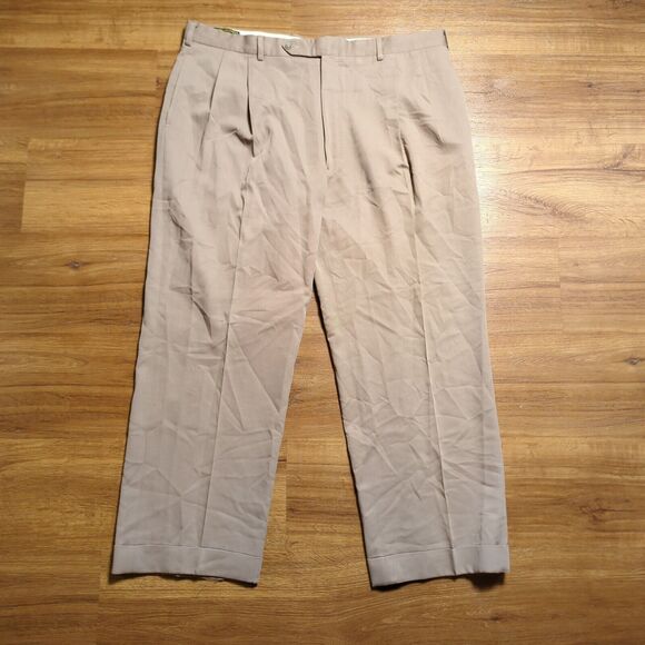Vintage Brooks Brothers Dress Pants Mens Size 41X29 Beige Wool Pleated USA Made - Picture 1 of 12